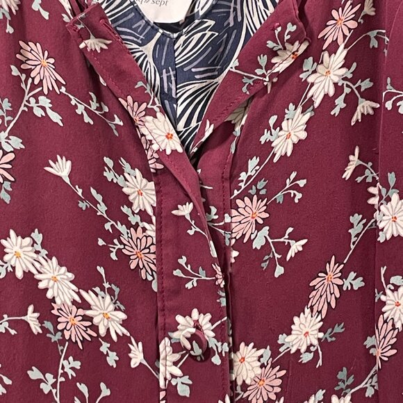 CINQUE à SEPT "Nathalia" 2 Piece Layered Silk Maxi Sundress, Burgundy/Blue - 10 - Picture 6 of 16